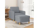 Best MöBel Poltrona Con Poggiapiedi In Tessuto Grigio Chiaro 60 Cm - Classic Sofas Cloris New7317639 2Parcel
