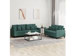 Bei Cloris Set Divano 2 Pezzi Con Cuscini In Velluto Verde Scuro - Divani Classici New4738127 2Parcel