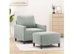Poltrona Semplice Con Poggiapiedi In Velluto Grigio Chiaro 60 Cm - Classic Sofas DE3179700 2Parcel