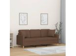 Divano 3 Posti Semplice Con Cuscini Decorativi In Tessuto Marrone 180 Cm - Classic Sofas DE5011953 2Parcel