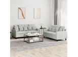 Set Di Divani 2 Pezzi Con Cuscini In Velluto Grigio Chiaro - Divani Classici CC5016028 2Pz