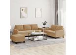 Set Di Divani Durevoli A 3 Pezzi Con Cuscini In Velluto Marrone - Divani Classici Octo4784391 3Parcel