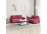 Bei Cloris Set Divano 2 Pezzi Con Cuscini In Velluto Rosso Vino - Divani Classici New2350107 2Parcel