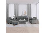Durevole Set Di Divani 4 Pezzi Con Cuscini Tessuto Grigio Scuro - Divani Classici Octo1943122 6Parti
