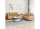 Set Di Divani Durevoli A 2 Pezzi Con Cuscini In Velluto Marrone - Classic Sofas Octo8226443 2Parcel