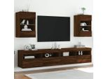 Maison Exclusive - Armadi A Muro Con Luci Led Per Tv 2 Pz. Effetto Rovere Marrone