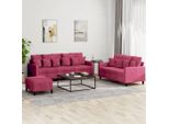 Design New Set Di Divani A 3 Pezzi Con Cuscini In Velluto Rosso Vino - Divani Classici Arredamento2025 CHY4126614 3Parcel