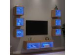 Maison Exclusive - Mobili Tv A Muro Con Led 8Pz Rovere Sonoma Legno Multistrato