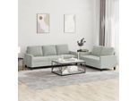 Best MöBel Set Divano 2 Pezzi Con Cuscini In Velluto Grigio Chiaro - Classic Sofas CL5291811 2Parcel