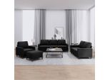 Set Di Divani 4 Pezzi In Stile Elegante Con Cuscini In Velluto Nero - Divani Classici Hommie6317434 4Parcel