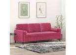 Bei Cloris Divano A 3 Posti Con Cuscini Decorativi In Velluto Rosso Vino 180 Cm - Divani Classici New7161804 2Parcel