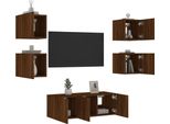 Maison Exclusive - Mobili Tv A Muro Con Led 6Pz Rovere Marrone Legno Multistrato