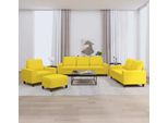 Semplice Set Di Divani 4 Pezzi In Tessuto Giallo Chiaro - Classic Sofas DE7430365 4Parcel