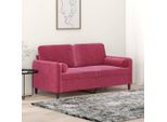 Best MöBel Divano A 2 Posti Con Cuscini Decorativi In Velluto Rosso Vino 140 Cm - Classic Sofas Cloris New9245830 2Parcel