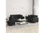 Stabli MöBel Set Di Divani 3 Pezzi Con Cuscini In Ecopelle Nera - Divani Classici CC8031583 5Parti