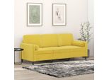Divano Durevole A 3 Posti Con Cuscini Decorativi In Velluto Giallo 180 Cm - Classic Sofas Octo4767328 2Parcel