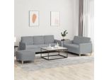 Set Divano 3 Pezzi In Stile Elegante Con Cuscini In Tessuto Grigio Chiaro - Divani Classici Hommie1584722 3Parcel