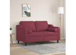 Divano A 2 Posti Con Cuscini Decorativi In Tessuto Rosso Vino Da 120 Cm - Classic Sofas Octo5636901 2Parcel