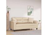 Divano 2 Posti Semplice Con Cuscini Crema 140 Cm In Tessuto Microfibra - Classic Sofas EN3177659 2Parcel