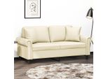 Divano A 2 Posti In Stile Elegante Con Cuscini Decorativi Crema 140 Cm In Pelle Finta - Divani Classici Hommie6422768 2Parti
