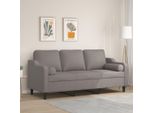 Divano Semplice A 3 Posti Con Cuscini Decorativi In Tessuto Taupe 180 Cm - Classic Sofas DE6138401 2Parcel