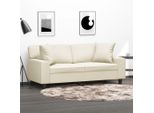 2025 Cloris Divano 2 Posti Con Cuscini Decorativi Crema 140 Cm Ecopelle - Vendita Divani Classici6143287 2Pacchi