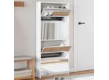 Pratica Scarpiera Con Specchio 4 Scomparti Bianco Lucido 63X17X134 Cm - Scarpiere ,Mobili Di Design 7812119 2Parti