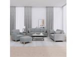 Design New Set Di Divani 4 Pezzi Con Cuscini Tessuto Grigio Chiaro - Divani Classici Arredamento2025 CHY4303264 6Parti
