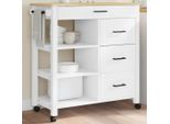 Carrello Da Cucina In Stile Elegante Monza 84X40X90 Cm In Legno Di Pino Massiccio - Carrello Portavivande Hommie7956177 1Pacco