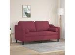 Bei Cloris Divano A 2 Posti Con Cuscini Decorativi In Tessuto Rosso Vino 140 Cm - Divani Classici New7385787 2Parcel