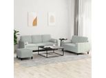 Best MöBel Set Divano 3 Pezzi Con Cuscini In Velluto Grigio Chiaro - Divani Classic Cloris New4365517 5Parcel