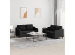Best MöBel Set Divano 2 Pezzi Con Cuscini In Tessuto Nero - Classic Sofas CL3776124 2Parcel