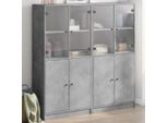 2025 Cloris Vetrina Libreria Con Ante Grigio Cemento 136X37X142 Cm Materiale Legno - Cassettiere Sale5643196 4Parcel