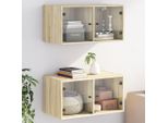 Vetrina In Stile Elegante Armadi A Muro Con Ante In Vetro 2 Pezzi Rovere Sonoma 68,5X37X35 Cm - Cassettiere Hommie2310942 1Pacco