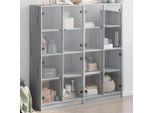 Best MöBel Vetrina Libreria Con Ante Grigio Sonoma 136X37X142 Cm Materiale Legno - Cassettiere Cloris New8176147 4Parcel