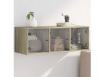 Vetrina Design Armadio A Muro Con Ante In Vetro Rovere Sonoma 102X37X35 Cm - Cassettiere 2025 Nuovo9992451 1Pacco