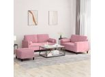 Set Di Divani Di Design A 3 Pezzi Con Cuscini In Velluto Rosa - Divani Classici 2025 New3619771 5Parcel