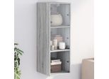Pratica Vetrina Armadio A Muro Con Ante In Vetro Grigio Sonoma 35X37X100 Cm - Cassettiere ,Mobili Di Design 4007027 1Pacco