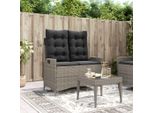 Panchina Da Giardino Semplice Regolabile Con Cuscino In Poly Rattan Grigio - Panchine Da Giardino DE2055220 1Parcel