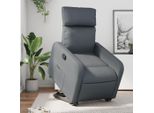 Poltrona Reclinabile In Stile Elegante Con Ausilio Di Appoggio In Pelle Finta Grigia - Sedia Tv E Reclinabile Hommie9006513 2Parti