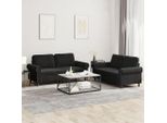 Set Di Divani 2 Pezzi Con Cuscini In Velluto Nero - Divani Classici CC1944709 2Pz