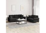 Set Di Divani Semplici A 2 Pezzi Con Cuscini In Velluto Nero - Classic Sofas DE1143423 4Parcel