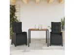 Pratico Set Di Mobili Da Giardino Set Di Mobili Da Balcone Set Da Pranzo Da Giardino A 3 Pezzi Con Cuscini Nero Poly Rattan - Set Di Mobili Da Giardino ,Mobili Di Design 1437242 2Parcel