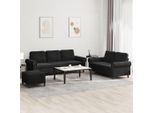 Best MöBel Set Divano 3 Pezzi Con Cuscini In Velluto Nero - Classic Sofas CL5556998 3Parcel