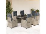 Set Di Mobili Da Giardino Set Di Mobili Da Balcone 7 Pezzi Con Cuscini In Poly Rattan Grigio - GartenmöBelgarnituren MöBel2025 CHY1915509 4Parcel