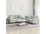 Durevole Set Di Divani A 2 Pezzi Con Cuscini In Velluto Grigio Chiaro - Classic Sofas Octo2162927 4Parcel