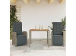 Pratico Set Di Mobili Da Giardino Set Di Mobili Da Balcone Set Di 3 Pezzi Bistrot Con Cuscini Grey Poly Rattan - Set Di Mobili Da Giardino ,Mobili Di Design 7844628 2Parcel