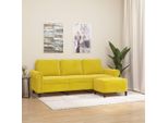 Best MöBel Divano A 3 Posti Con Poggiapiedi Giallo 180 Cm In Velluto - Classic Sofas Cloris New6943101 2Parcel