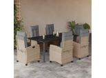 2025 Cloris Set Di Mobili Da Giardino Set Di Mobili Da Balcone Set Da Pranzo Da Giardino 7 Pezzi Con Cuscini Beige Mix Poly Rattan - Set Di Mobili Da Giardino Sale4915256 5Parcel