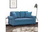 Divano A 2 Posti Con Cuscini Decorativi Blu 120 Cm In Velluto - Classic Sofas Octo9790559 2Parcel
